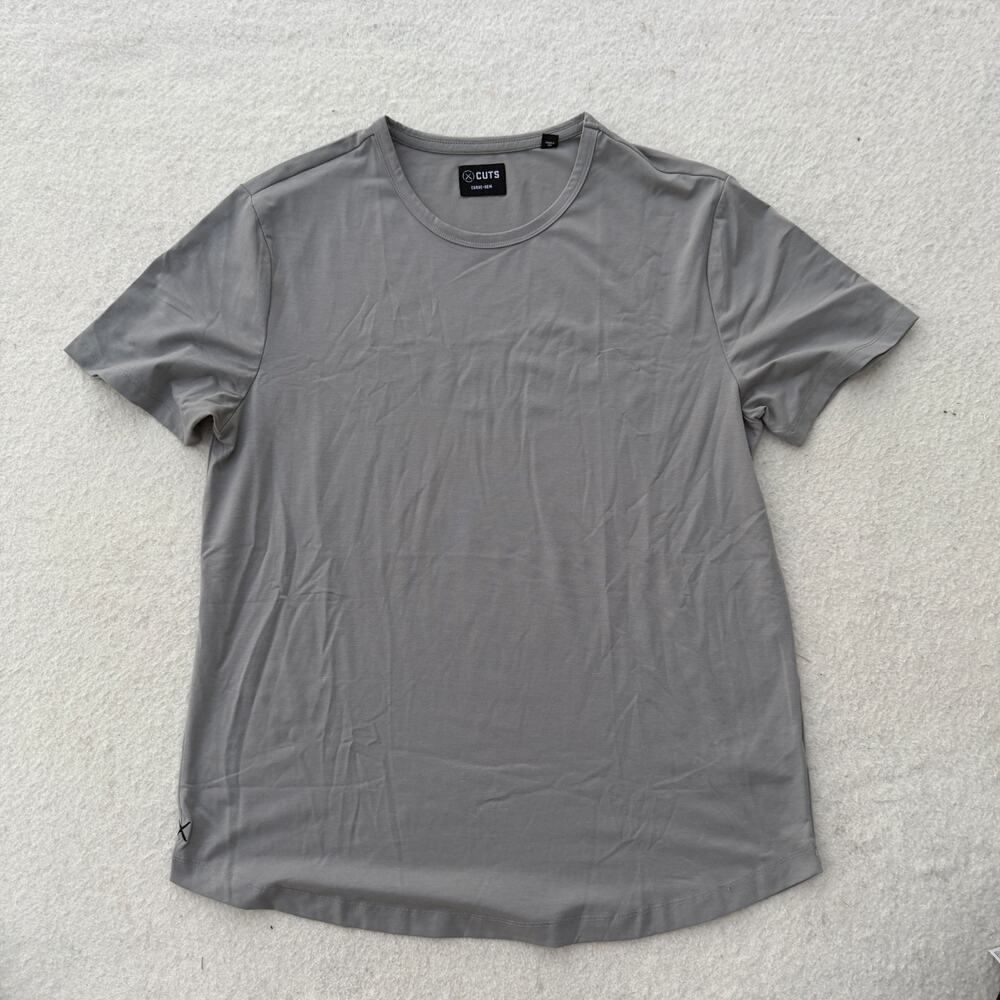 Cuts Clothing Curve-Hem T-Shirt Men's Size Large Gray Stretch Preppy Casual Tee